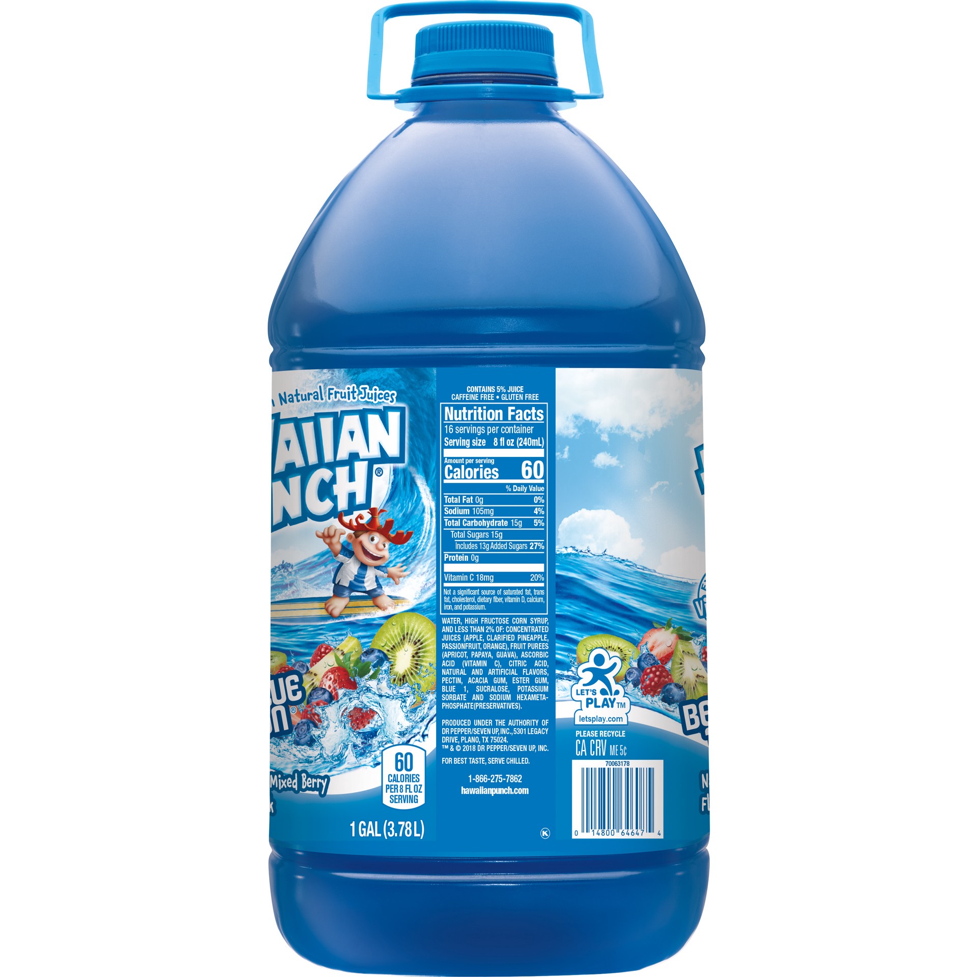 slide 5 of 6, Hawaiian Punch Berry Blue Typhoon Juice Drink 1 gl, 1 gal