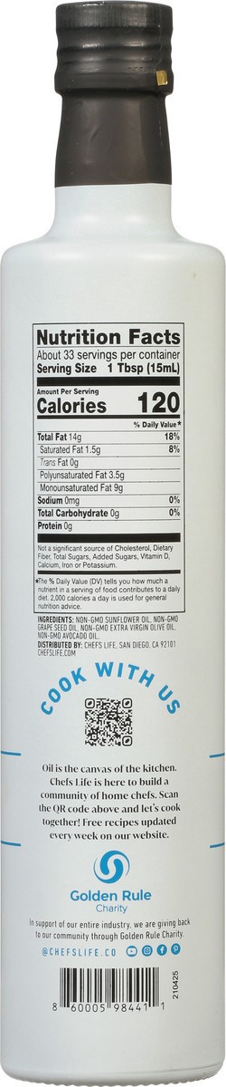 slide 5 of 9, Chefs Life Evoo Avocado Grapeseed Oil 16.9 fl oz, 16.9 fl oz