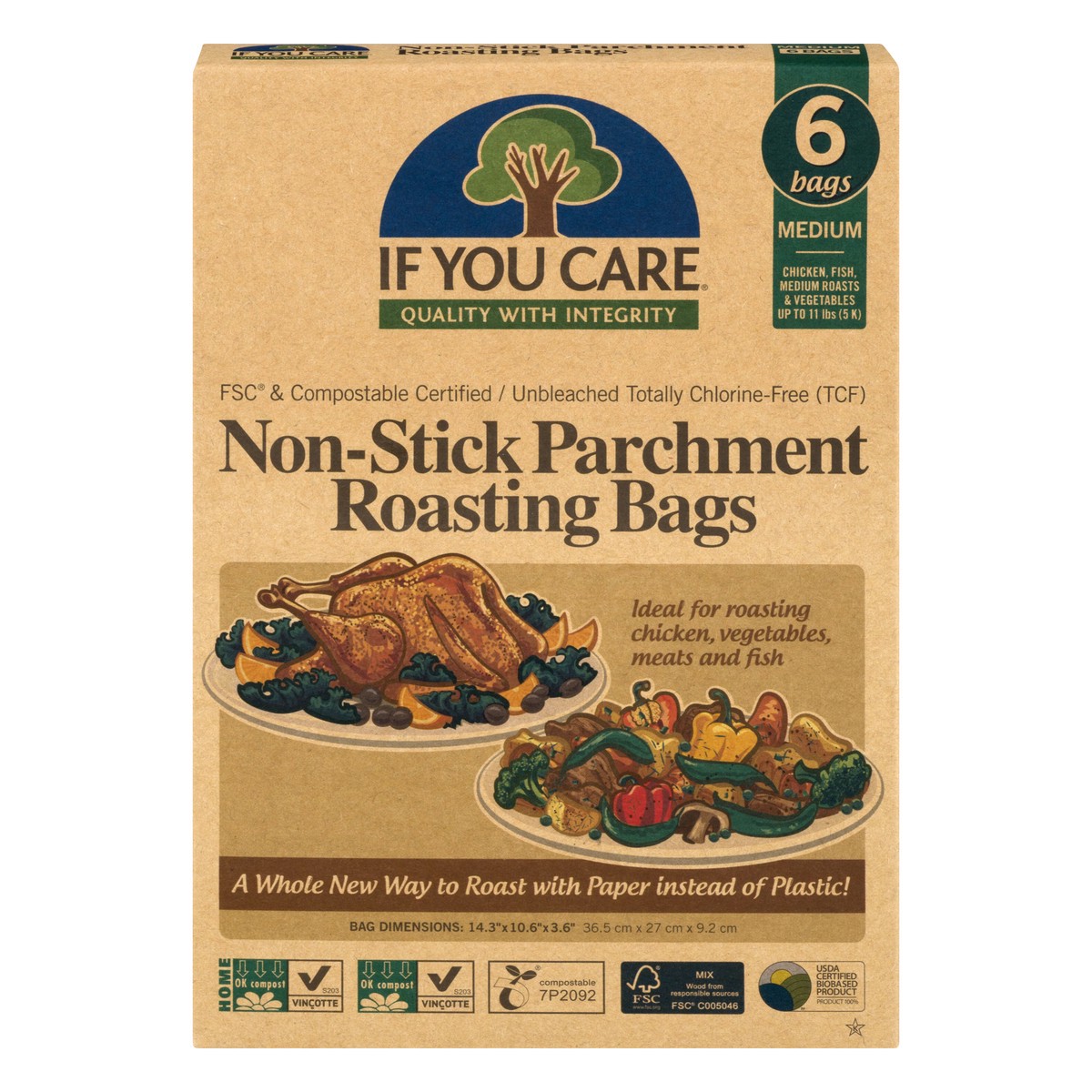 slide 1 of 9, If You Care Source Atlantique, Inc If You Care Roasting Bags, Non-Stick Parchment, Medium, 6 ct