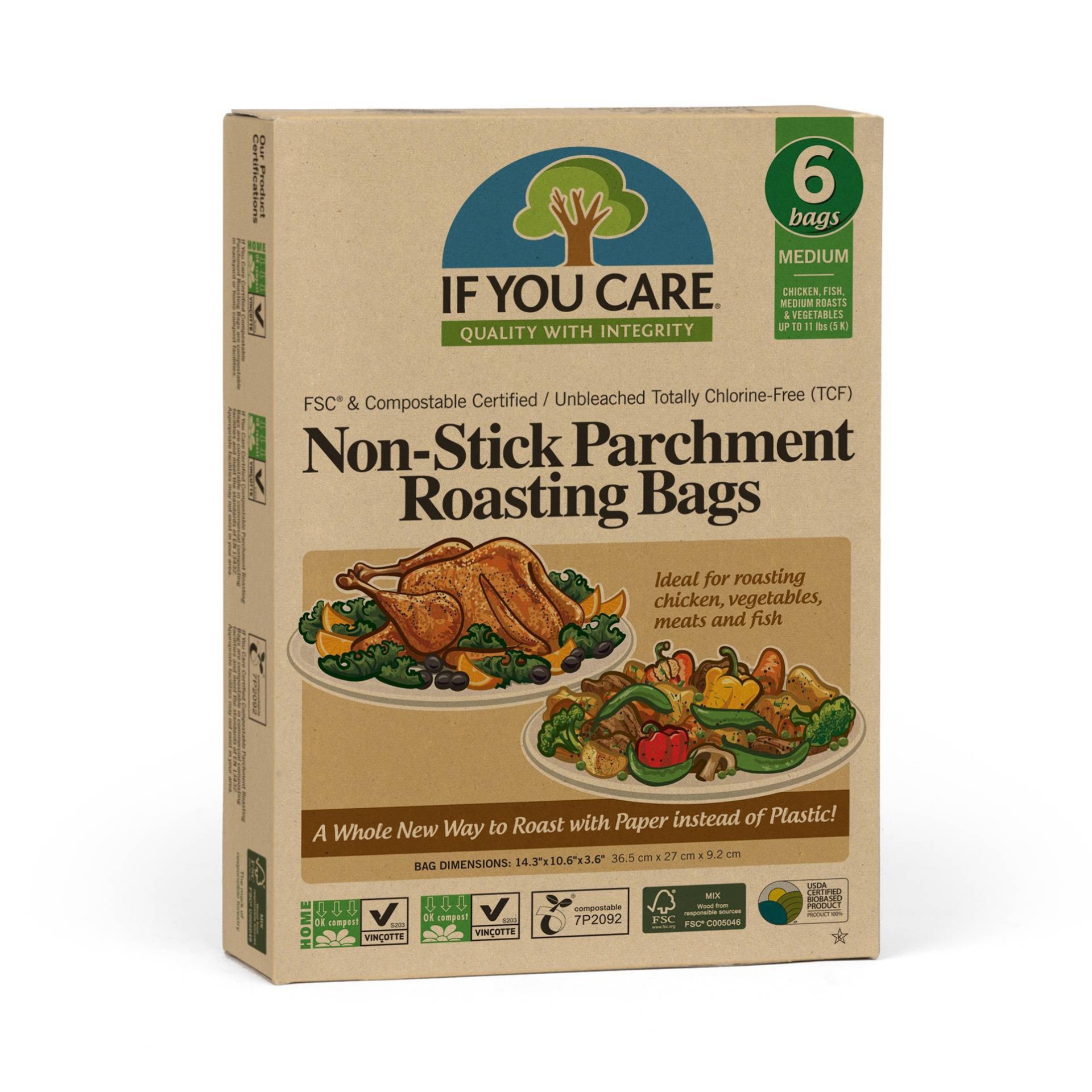slide 1 of 1, If You Care Non-Stick Parchment Roasting Bags - Medium, 6 ct