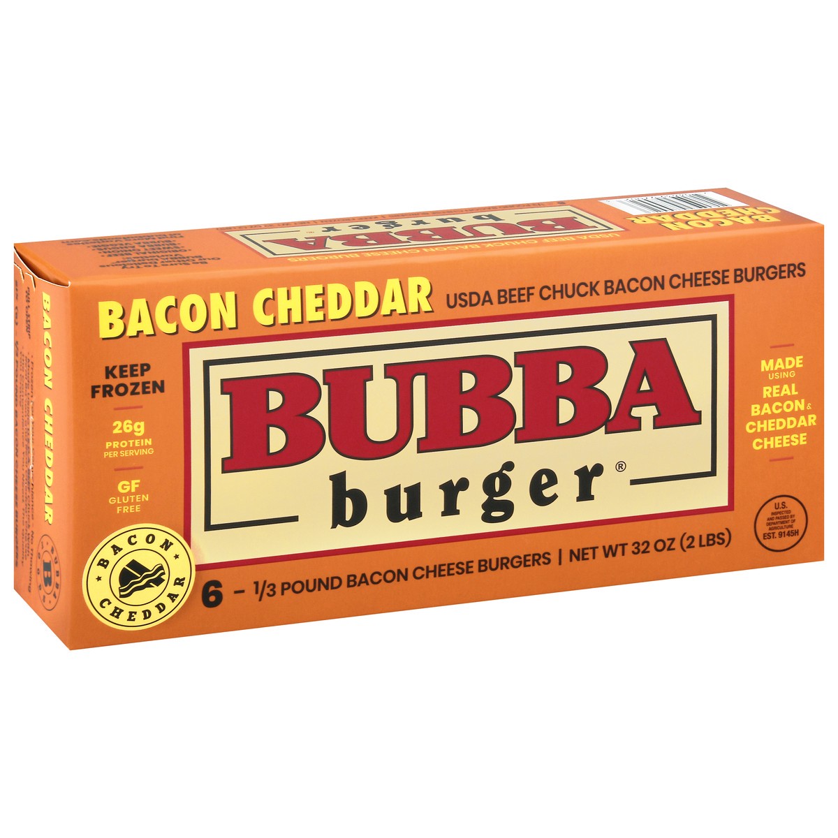 slide 9 of 9, BUBBA Burger Bacon Cheddar 2lbs. 6 Burgers, 6 ct