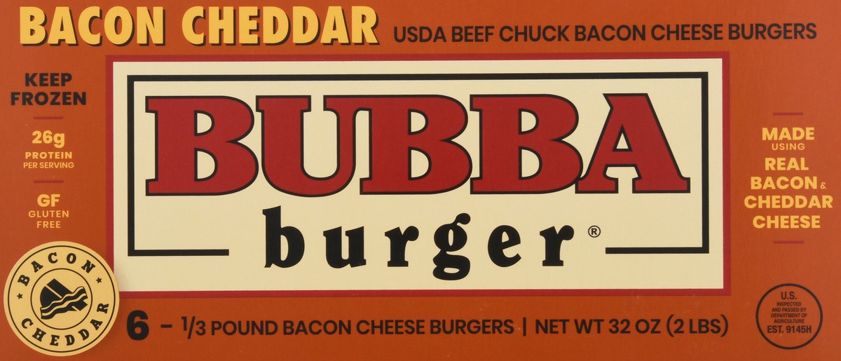 slide 2 of 9, BUBBA Burger Bacon Cheddar 2lbs. 6 Burgers, 6 ct