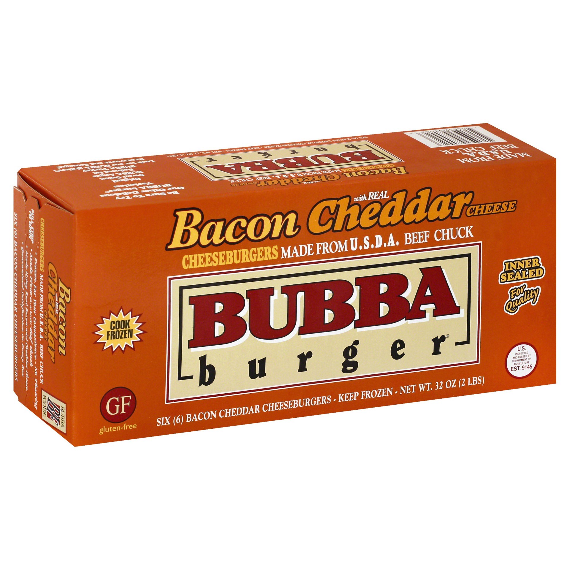 slide 1 of 9, BUBBA Burger Bacon Cheddar 2lbs. 6 Burgers, 6 ct