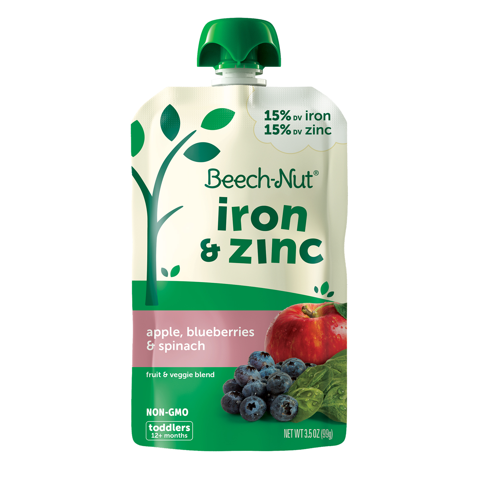 slide 1 of 1, Beech-Nut Iron & Zinc Fruit & Veggie Blend Pouch, 3.5 oz