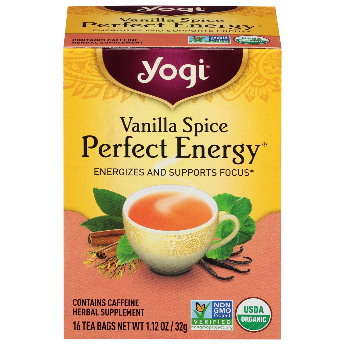 slide 1 of 1, Yogi Perfect Energy Tea Bags Vanilla Spice Tea Bags 16 ea, 16 ct