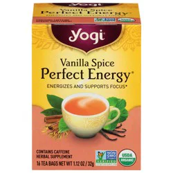 Yogi Tea Vanilla Spice Perfect Energy, Organic Black Tea Bags, 16 Count