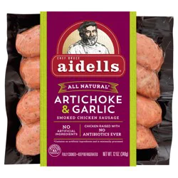 Aidells Smoked Chicken Sausage, Artichoke & Garlic, 12 oz. (4 Fully Cooked Links)