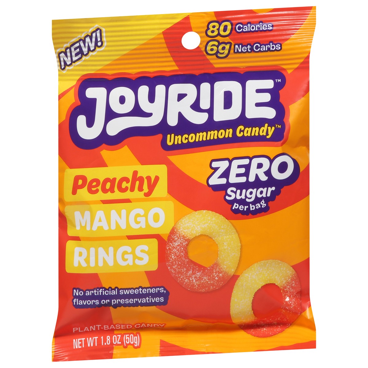 slide 7 of 9, Joyride Uncommon Candy Zero Sugar Peachy Mango Rings Candy 1.8 oz, 1.8 oz