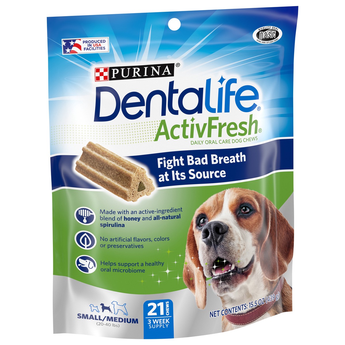 slide 4 of 9, DentaLife Purina DentaLife Dental Care Small/Medium Dog Chews, ActivFresh Daily Oral Care, 15.5 oz