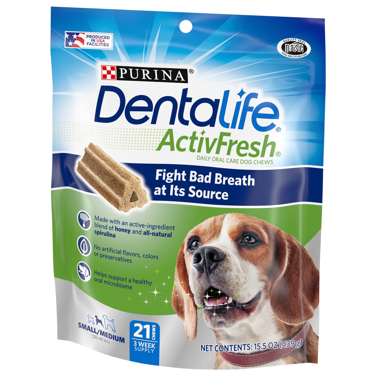 slide 5 of 9, DentaLife Purina DentaLife Dental Care Small/Medium Dog Chews, ActivFresh Daily Oral Care, 15.5 oz