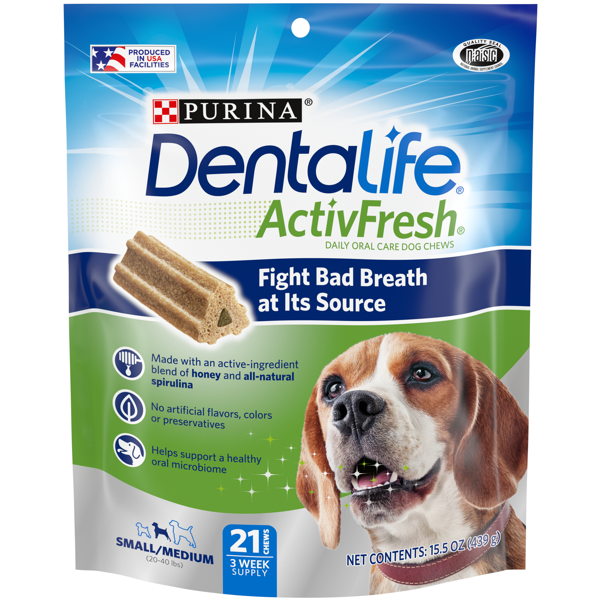 slide 1 of 9, DentaLife Purina DentaLife Dental Care Small/Medium Dog Chews, ActivFresh Daily Oral Care, 15.5 oz