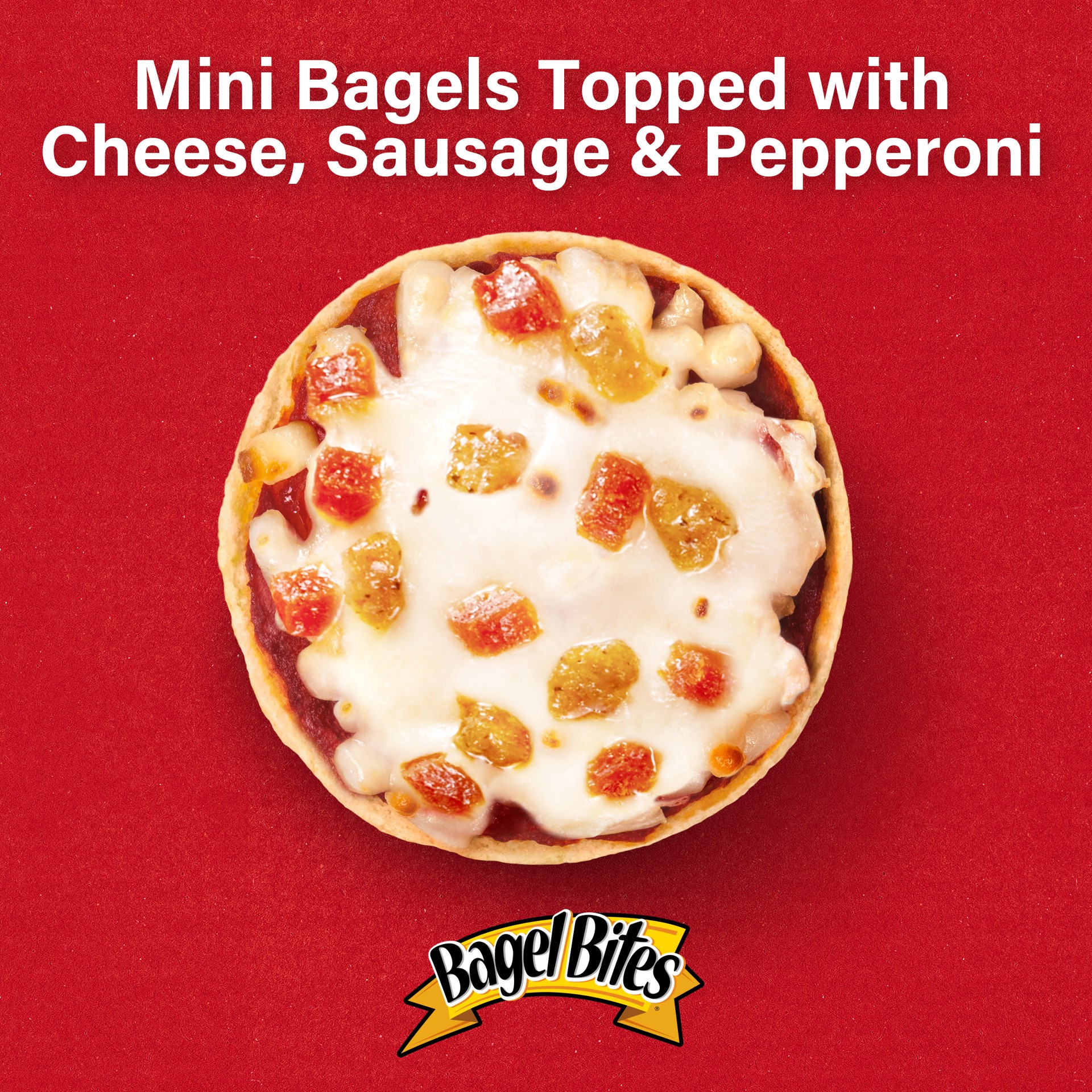 slide 5 of 5, Bagel Bites Cheese, Sausage & Pepperoni Mini Pizza Bagel Frozen Snacks, 40 ct Box, 40 ct