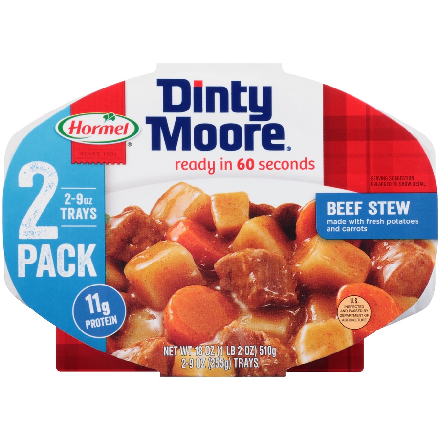 slide 1 of 8, Hormel Dinty Moore Beef Stew 29 oz. Trays, 2 ct; 9 oz