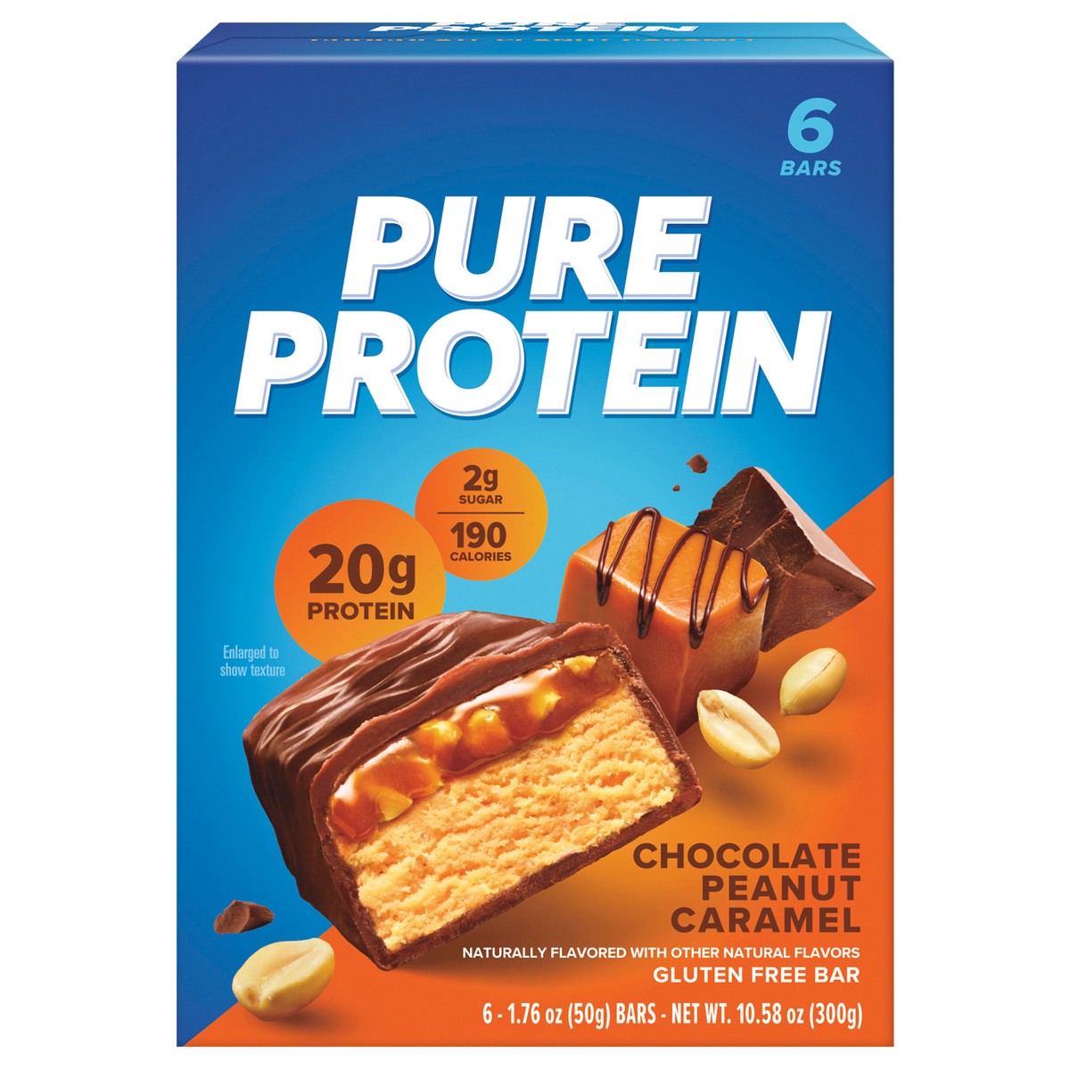 slide 1 of 3, Pure Protein Chocolate Peanut Caramel Protein Bars, 20g Protein, 1.76 oz, 6 Count, 6 ct