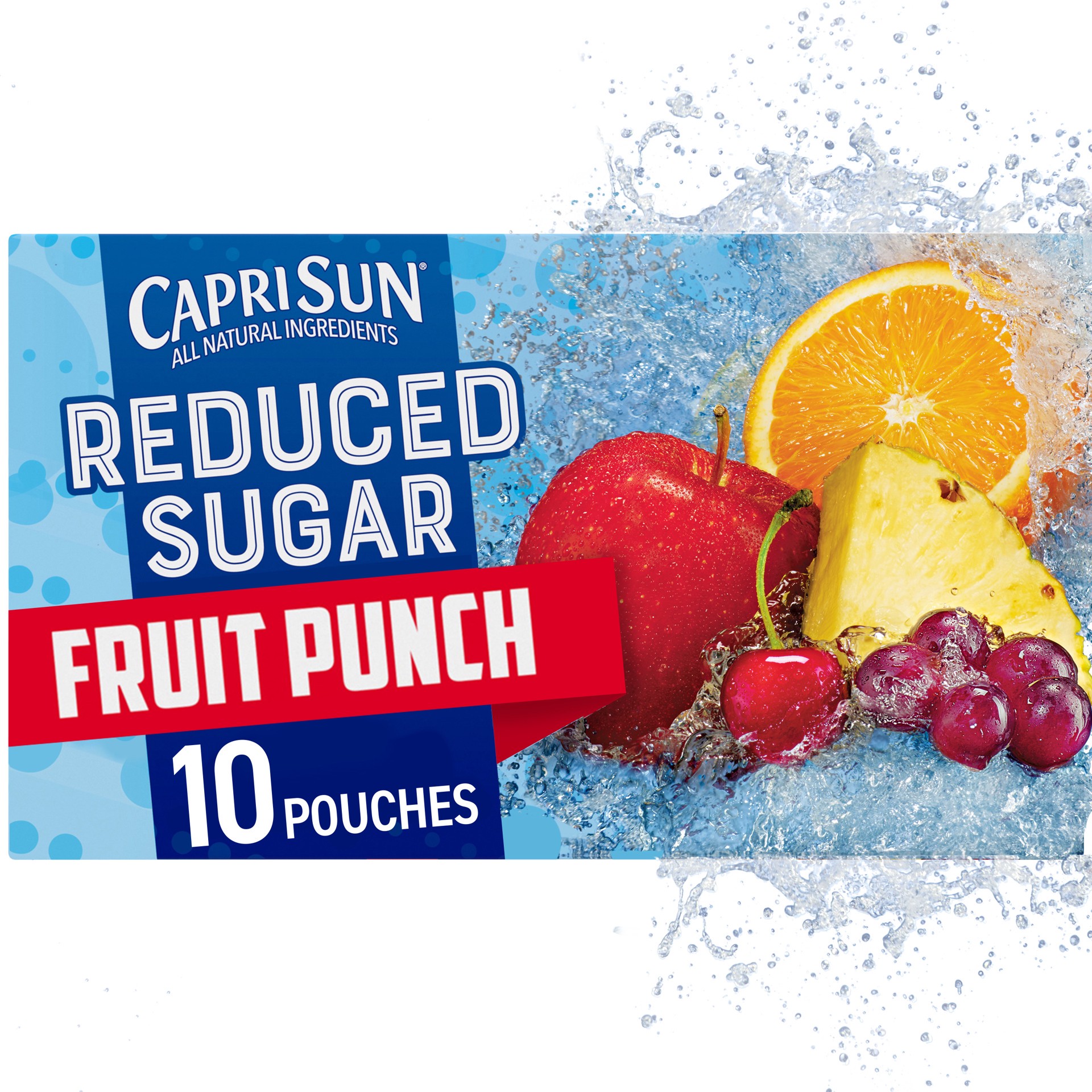 slide 1 of 5, Capri Sun Reduced Sugar Fruit Punch Naturally Flavored Juice Drink Blend, 10 ct Box, 6 fl oz Pouches, 10 ct