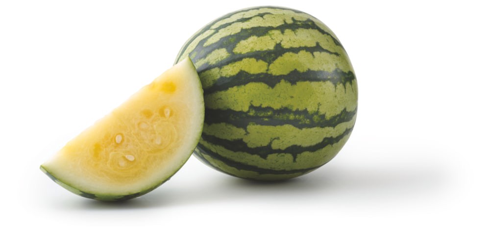slide 1 of 1, Palm Boy Mini Yellow Whole Seedless Watermelon, 1 ct