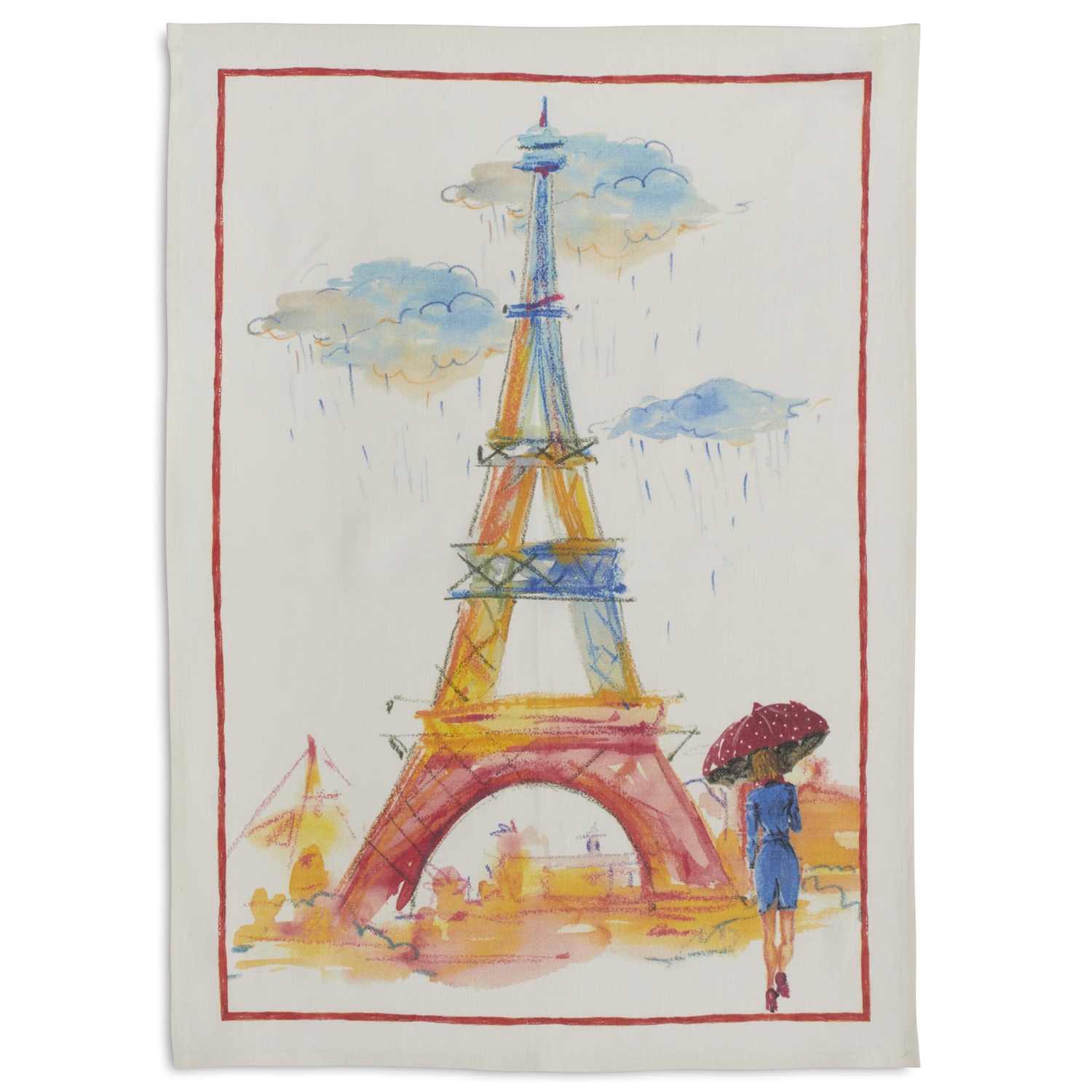 slide 1 of 1, Sur La Table Eiffel Tower Linen Kitchen Towel, 28 in x 20 in