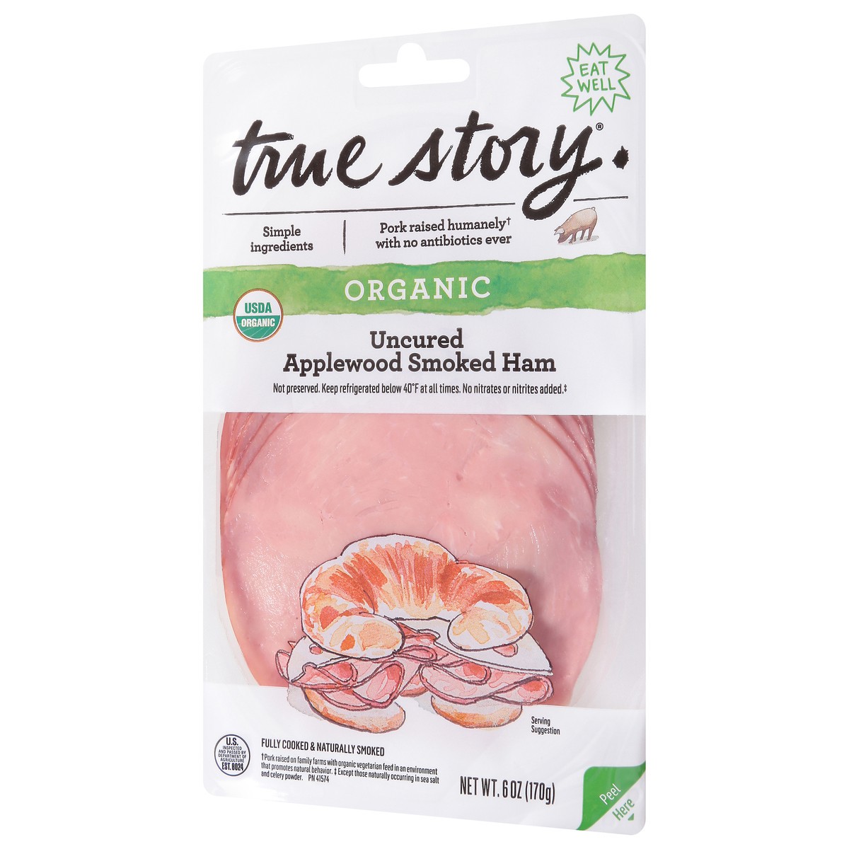 slide 4 of 13, true story Organic Uncured Applewood Smoked Ham 6 oz, 6 oz