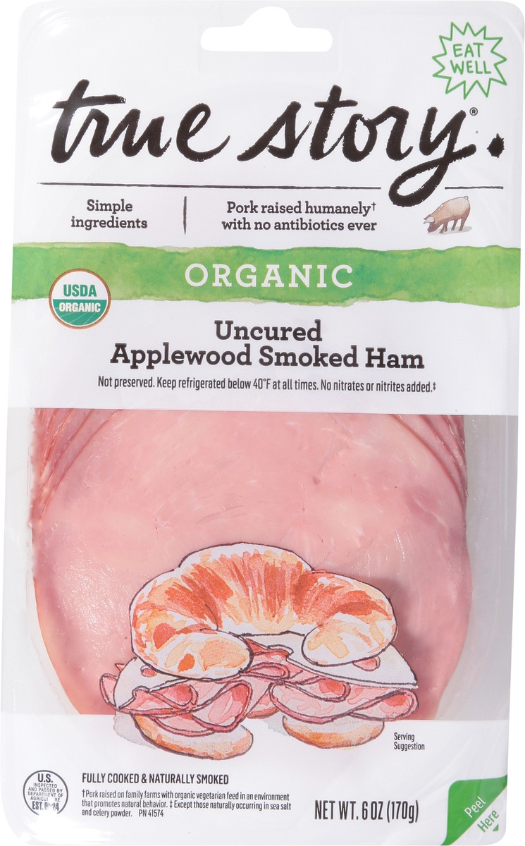 slide 3 of 13, true story Organic Uncured Applewood Smoked Ham 6 oz, 6 oz