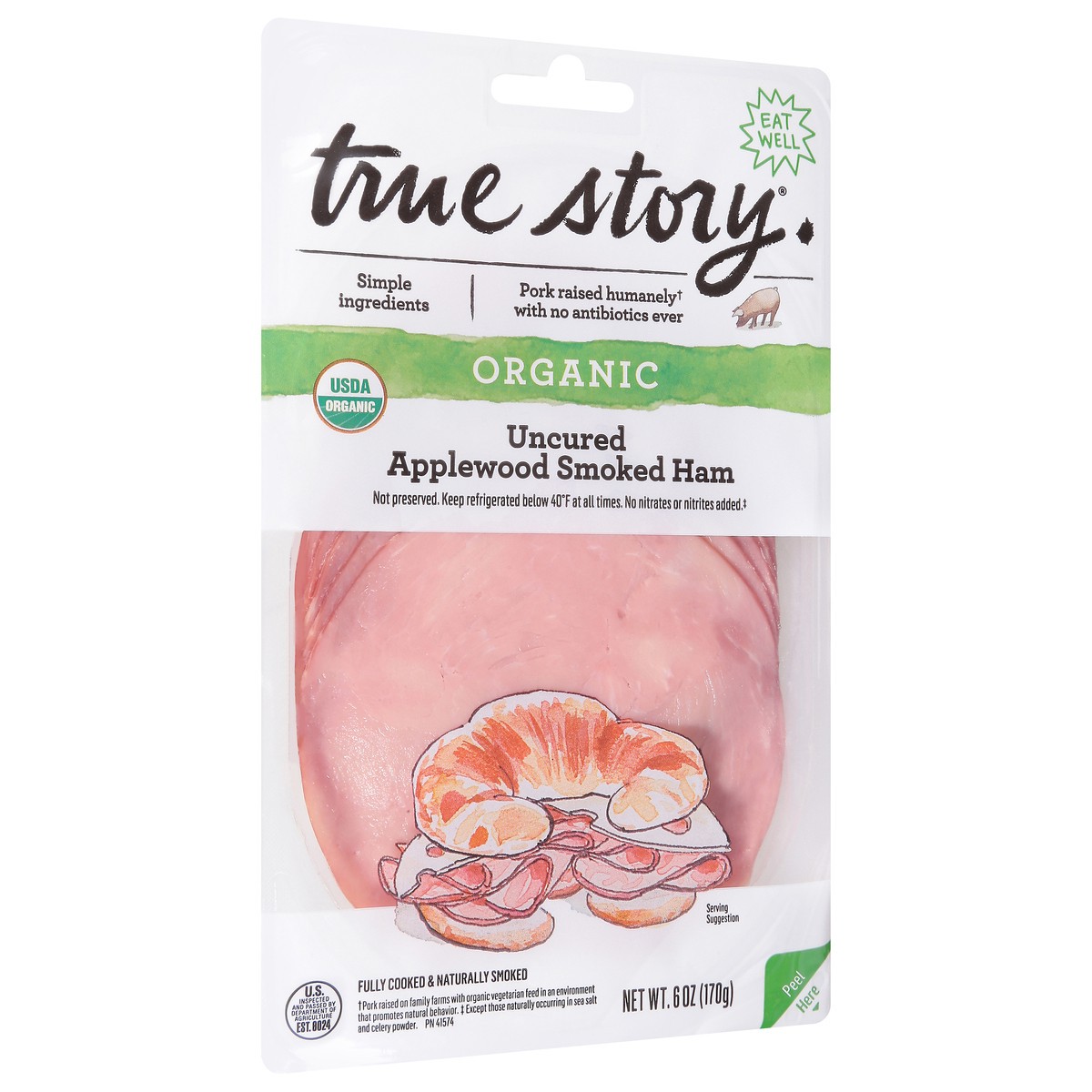 slide 2 of 13, true story Organic Uncured Applewood Smoked Ham 6 oz, 6 oz