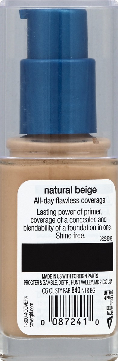 slide 3 of 3, Covergirl Outlast Stay Fabulous 3-in-1 Foundation 840 Natural Beige, 1 fl oz