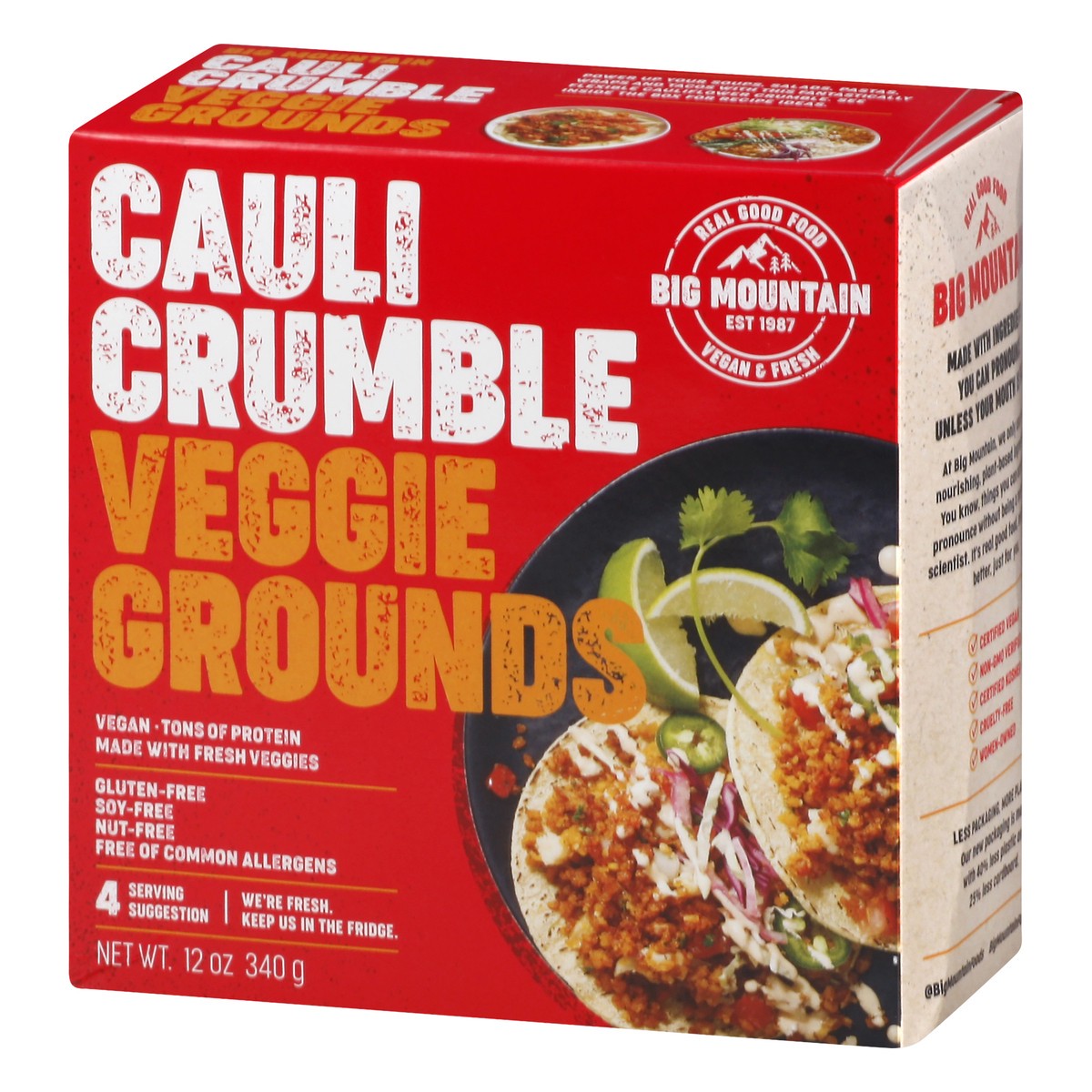 slide 4 of 9, Big Mountain Cauli Crumble Veggie Grounds 4 ea, 12 oz