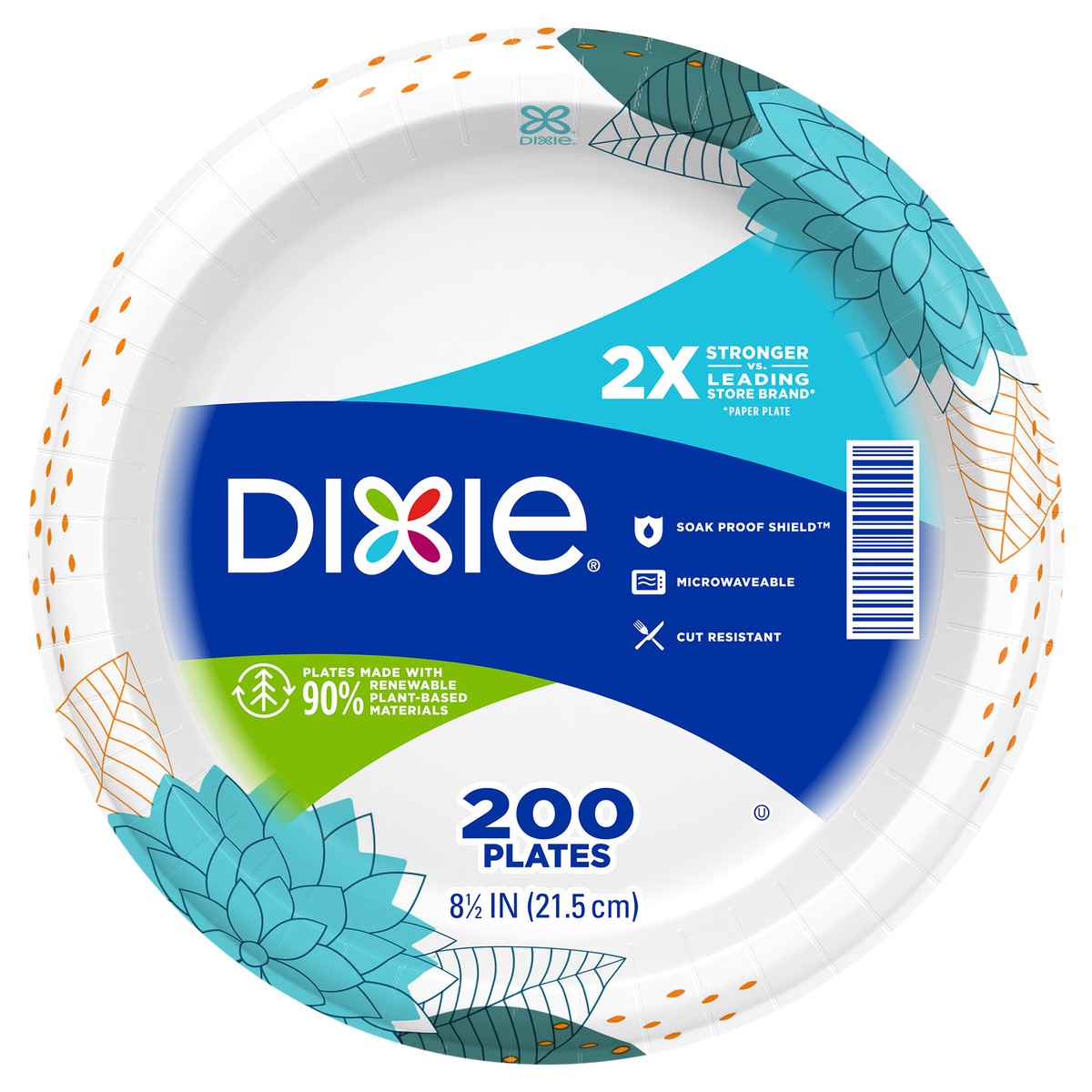 slide 1 of 1, Dixie 8 1/2 Inch Paper Plates, 200 Count, Modern Floral, 200 ct