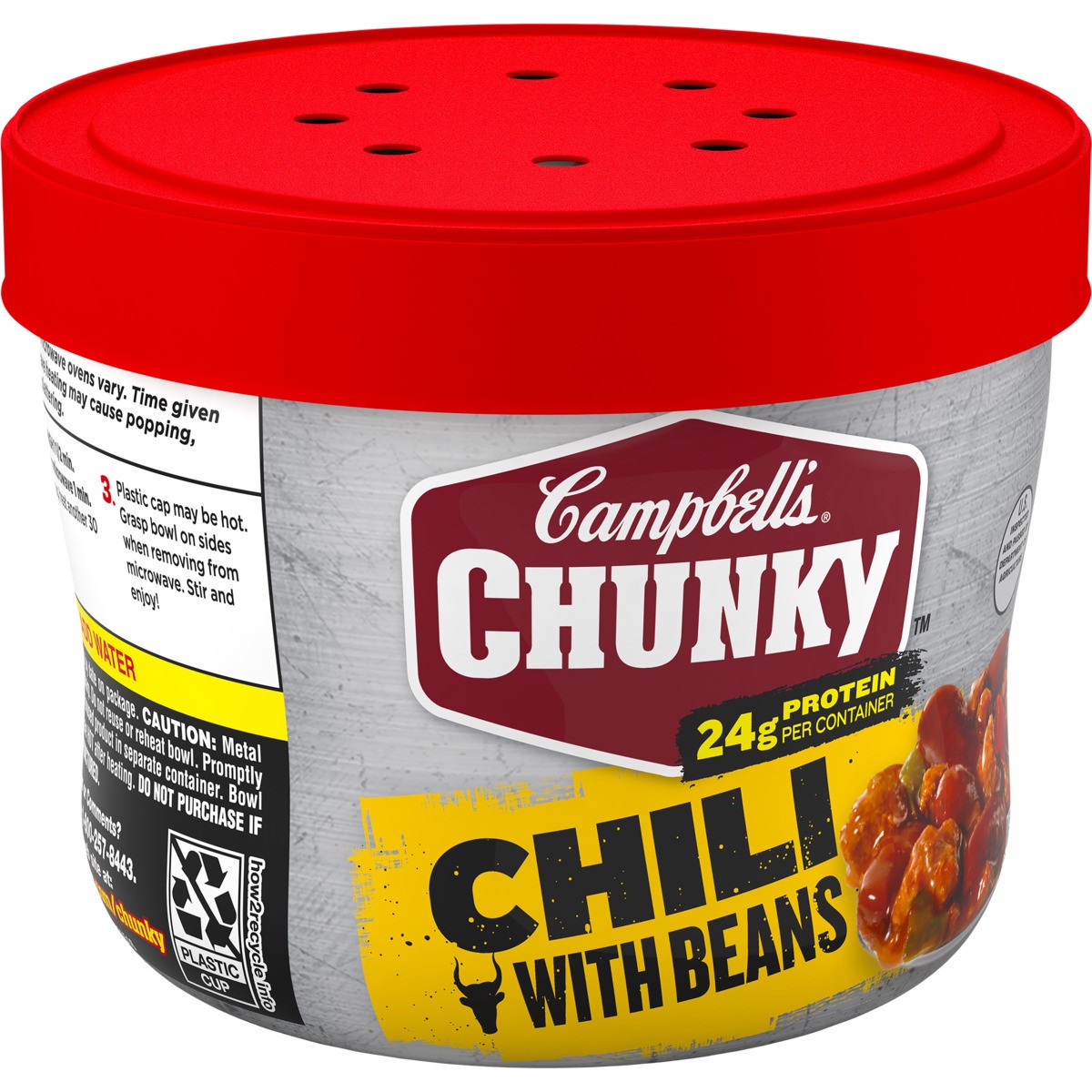 slide 4 of 11, Campbell's Chunky Roadhouse Chili With Bean Microwaveable Bowl, 15.25 oz