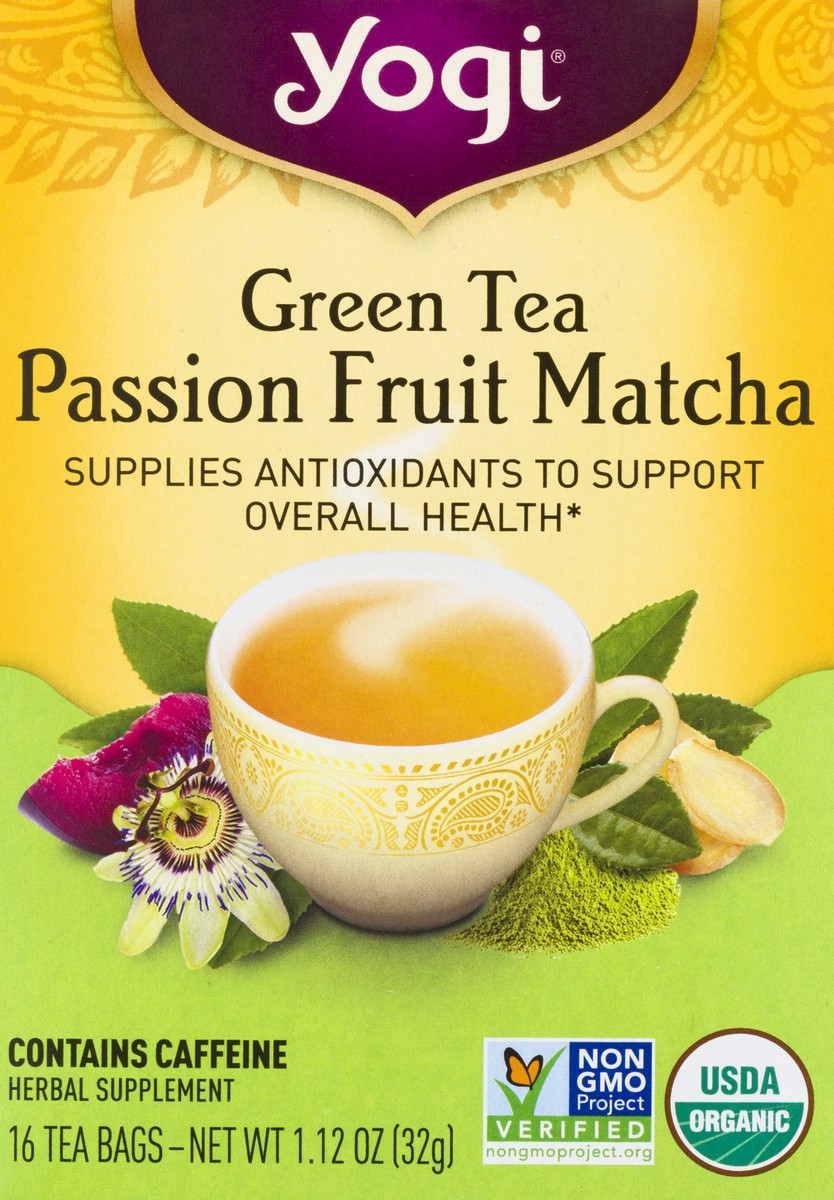 slide 1 of 5, Yogi Green Tea Bags Passion Fruit Matcha Herbal Supplement 16 ea, 16 ct