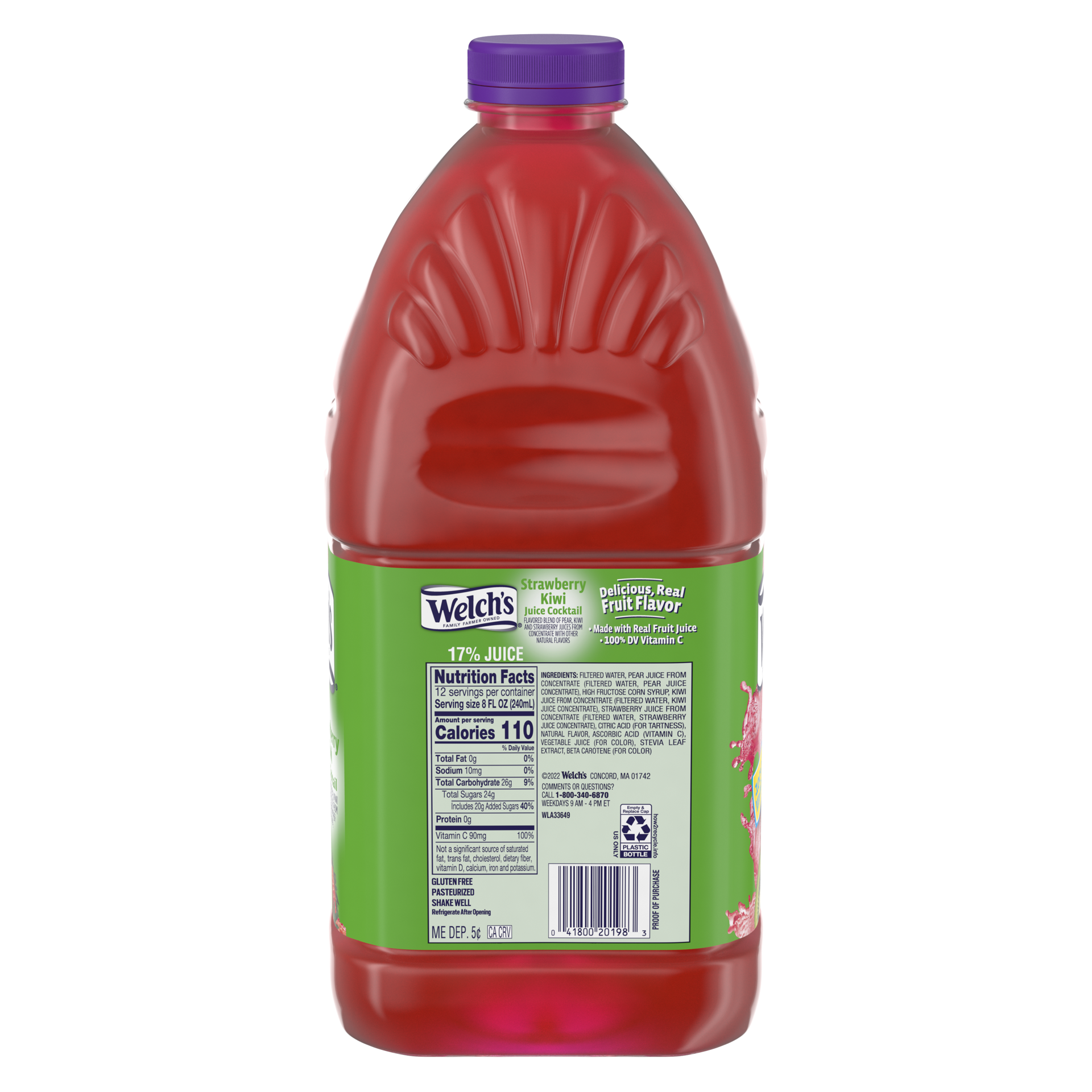 slide 2 of 4, Welch's Strawberry Kiwi Juice Cocktail, 96 Fl Oz Bottle, 96 fl oz