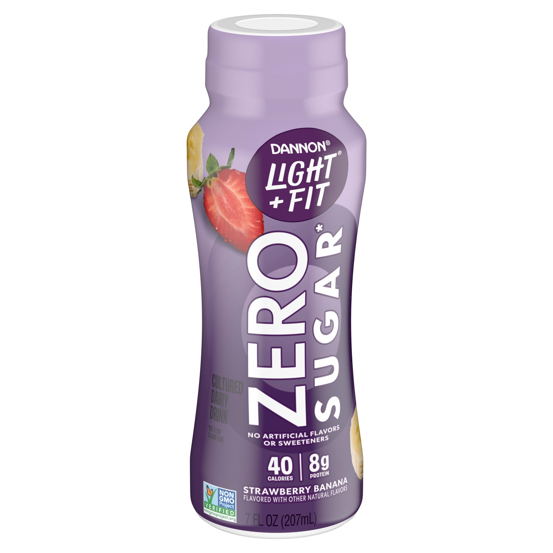 slide 2 of 5, Light + Fit Dannon Light + Fit Zero Sugar* Drink, Strawberry Banana, 7 Fl. Oz., 7 fl oz