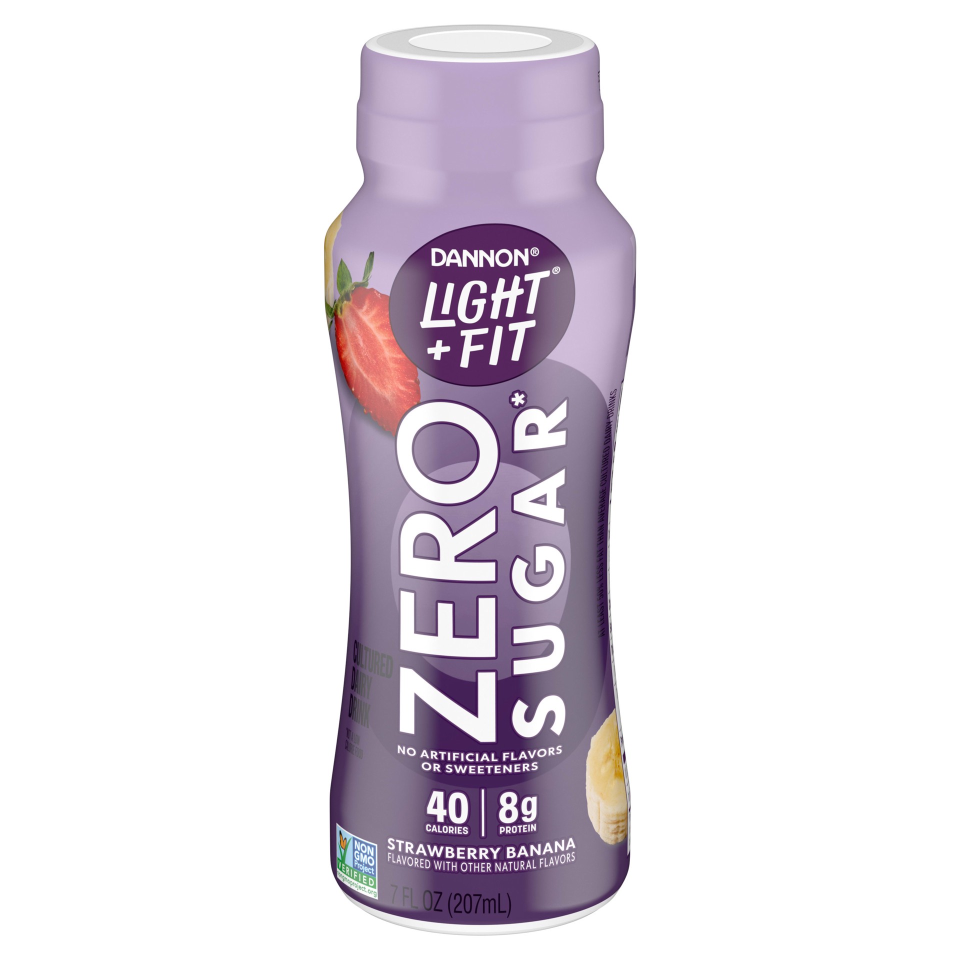 slide 1 of 5, Light + Fit Dannon Light + Fit Zero Sugar* Drink, Strawberry Banana, 7 Fl. Oz., 7 fl oz