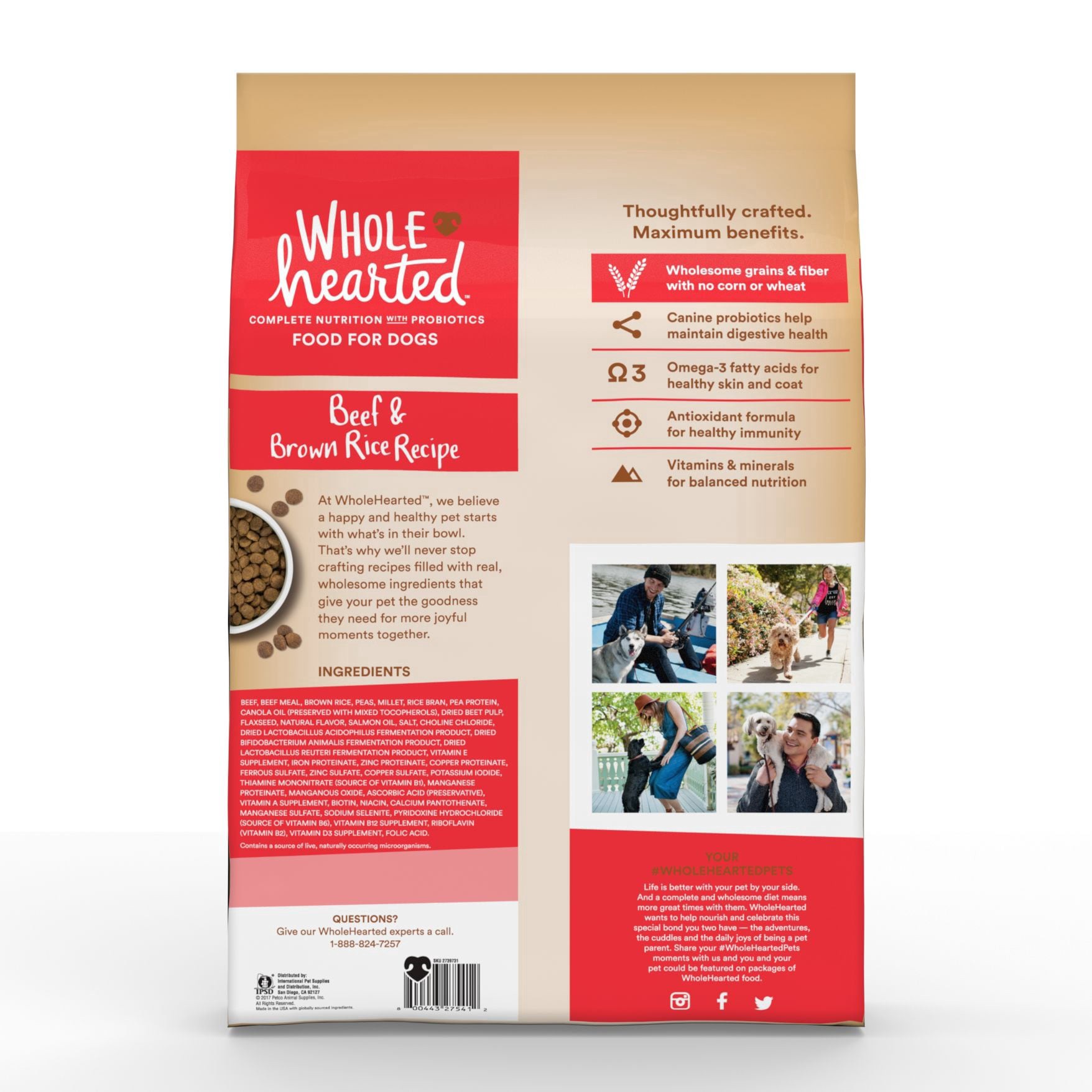 slide 3 of 3, Whole Hearted All Breeds Beef & Brown Rice Recipe Dog Food 30 lb, 30 lb