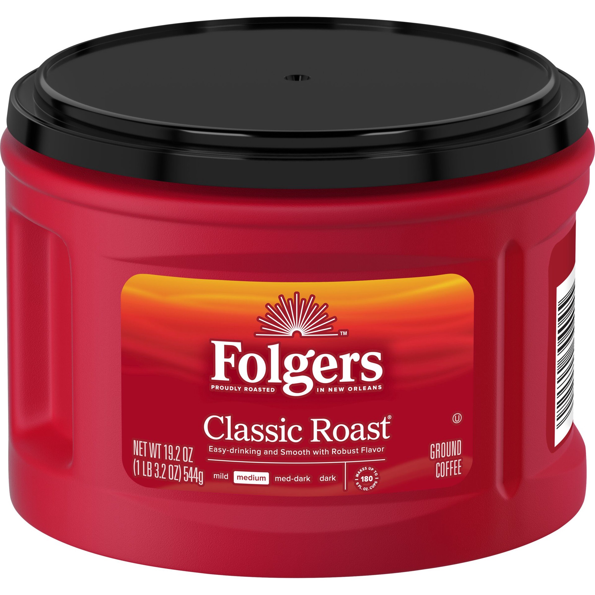 slide 4 of 7, Folgers Classic Roast Ground Coffee, Medium Roast Coffee, 19.2 Oz Canister, 19.2 oz