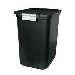 Hefty Lockable Hinged Lid Wastebasket, Black, 7.7 gal
