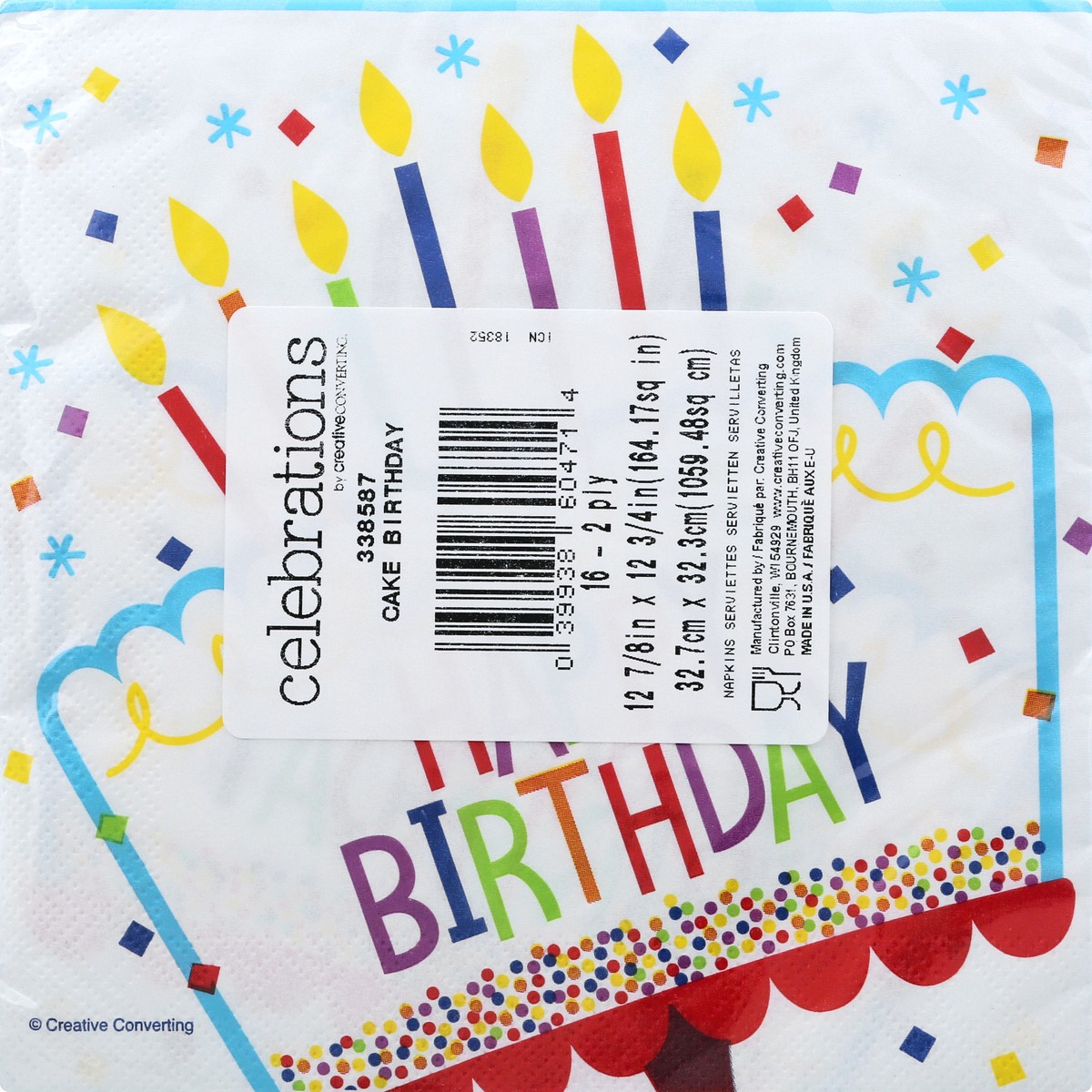 slide 6 of 6, Celebrations Creative Converting Birthday Cake Lunch Napkin, 16 ct
