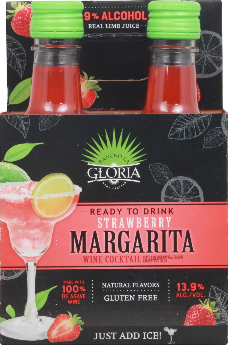 slide 5 of 13, Rancho La Gloria Strawberry Margarita Wine Cocktail 4-187 ml Bottles, 187 ml