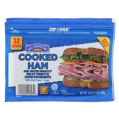 slide 1 of 1, Hill Country Fare Cooked Extra Lean Value Pack Sliced Ham, 32 oz