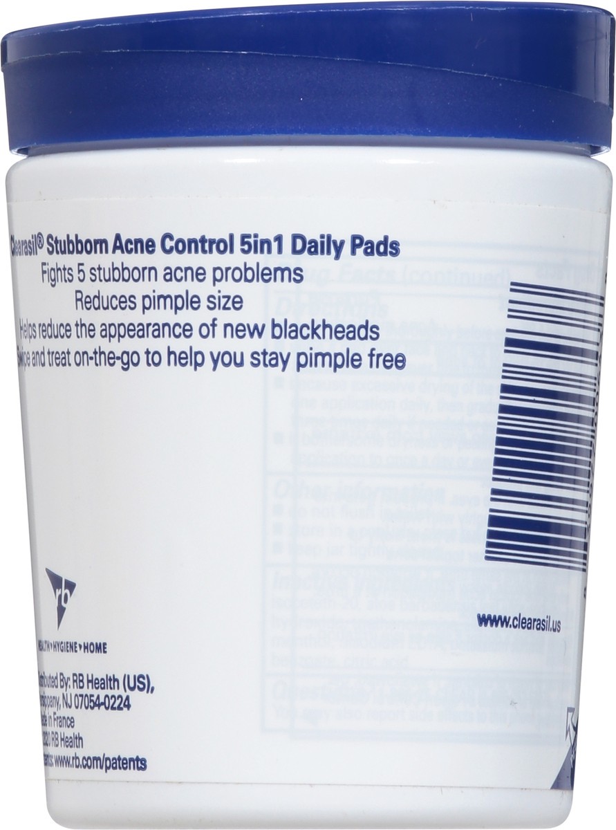 slide 5 of 9, Clearasil Stubborn Acne Control 5in1 Daily Facial Cleansing Pads, with Salicylic Acid Acne Treatment Medicine, 90 Count, 90 ct