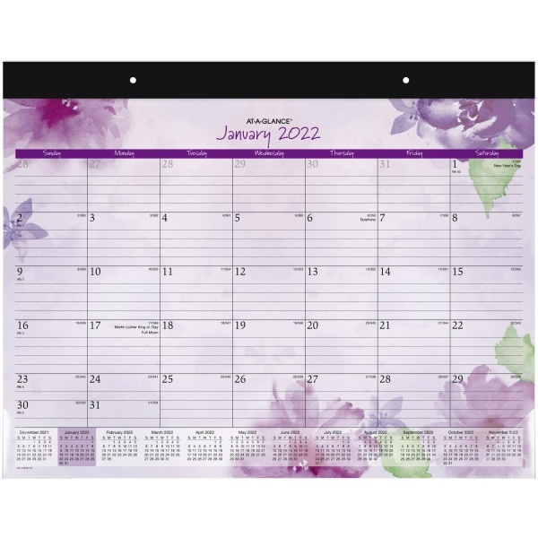 slide 1 of 7, At-A-Glance Beautiful Day Monthly Desk Pad Calendar, 21-3/4'' X 17'', January To December 2022, Sk38-704, 1 ct