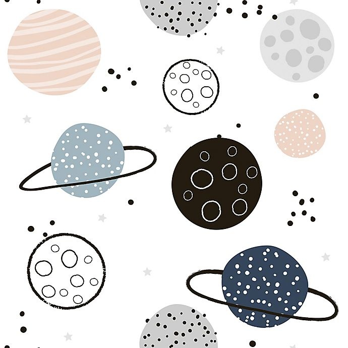 slide 2 of 7, RoomMates Planets Peel & Stick Wallpaper - Tan, 1 ct