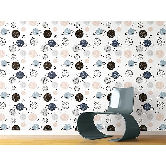 slide 6 of 7, RoomMates Planets Peel & Stick Wallpaper - Tan, 1 ct