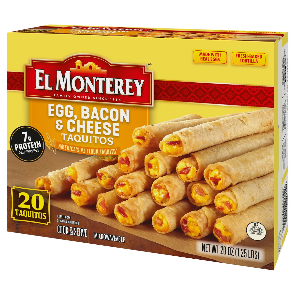 slide 3 of 9, El Monterey Egg, Bacon & Cheese Breakfast Taquitos, 21 ct; 21 oz