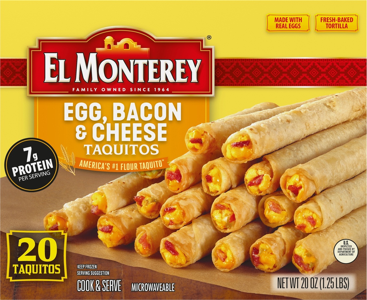 slide 7 of 9, El Monterey Egg, Bacon & Cheese Breakfast Taquitos, 21 ct; 21 oz