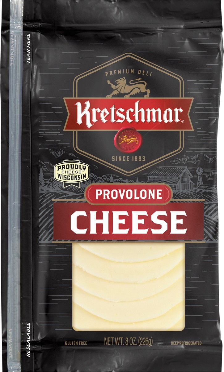 slide 3 of 3, Kretschmar Premium Deli Pre Sliced Provolone Cheese, 8 oz, 8 oz