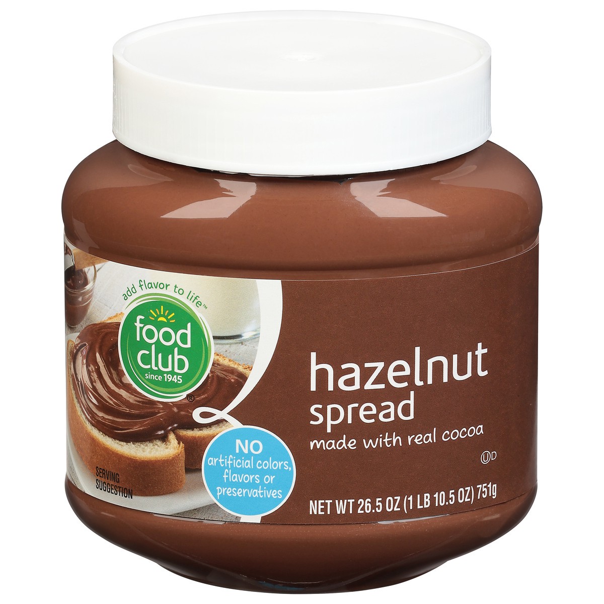 slide 1 of 9, Food Club Hazelnut Spread with Real Cocoa 26.5 oz, 26.5 oz