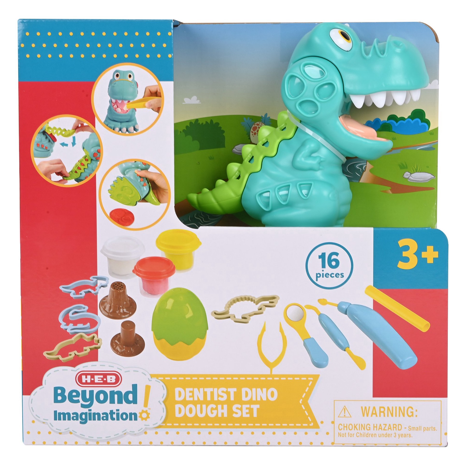 slide 1 of 1, H-E-B Beyond Imagination! Dentist Dino Dough Playset, 16 ct