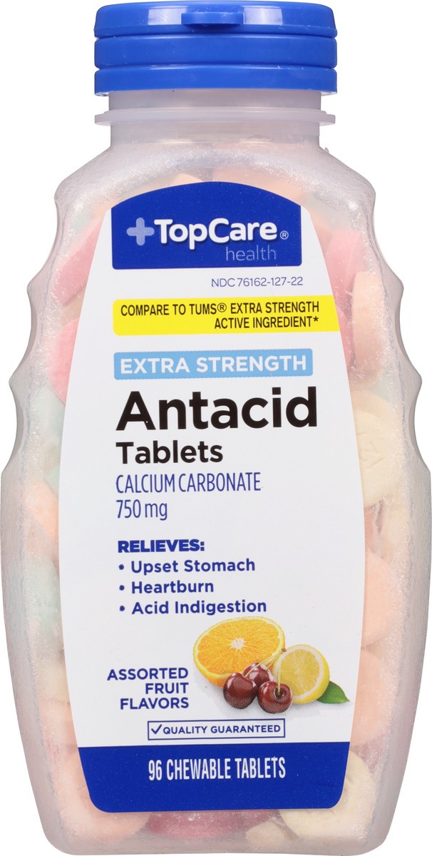 slide 9 of 14, TopCare Health 750 mg Extra Strength Assorted Fruit Flavors Antacid 96 Tablets, 96 ct