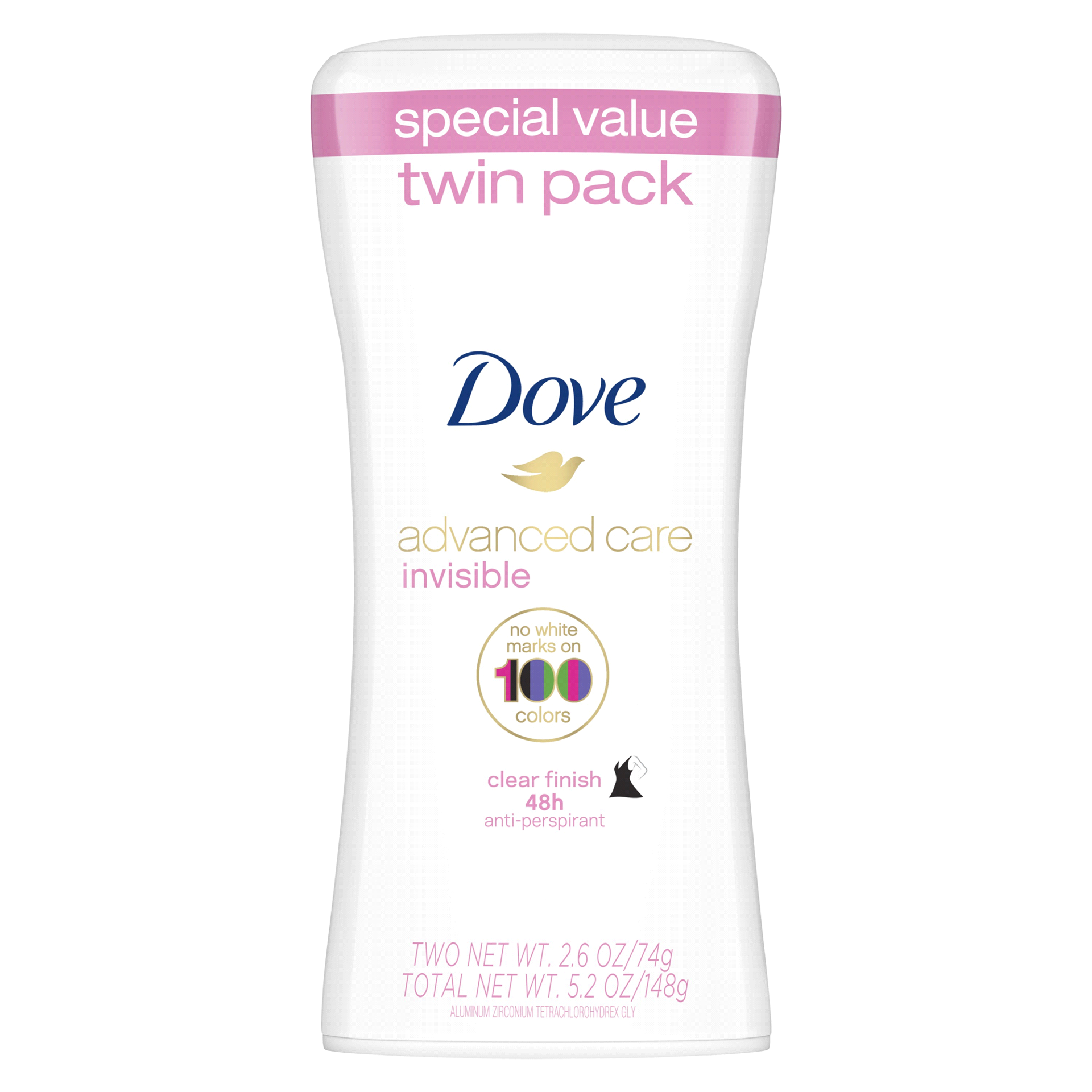 slide 17 of 17, Dove Advanced Care Antiperspirant Deodorant Stick Clear Finish, 2.6 oz, Twin Pack, 2.6 oz