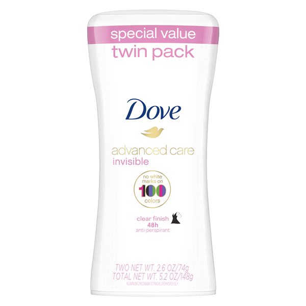 slide 3 of 17, Dove Advanced Care Antiperspirant Deodorant Stick Clear Finish, 2.6 oz, Twin Pack, 2.6 oz